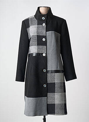 Manteau long poches sans capuche noir GRIFFON femme