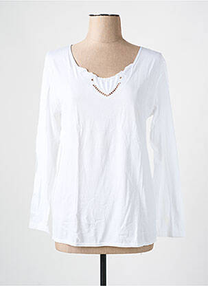Top col rond manches longues blanc ARMOR LUX femme