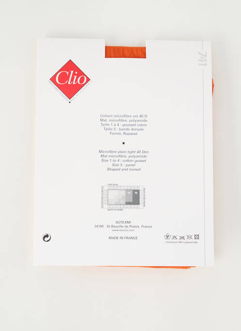 Collants orange CLIO pour femme