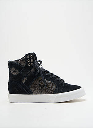Baskets nubuck talon plat jusqu'à 3cm noir SUPRA femme