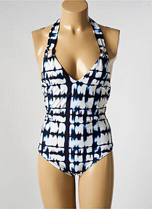 Maillot de bain 1 pièce imprimé fantaisie haut triangles blanc AUBADE femme