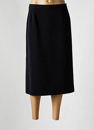 Jupe mi-longue taille à pinces noir GEVANA femme