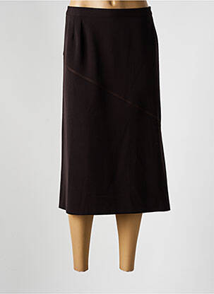 Jupe mi-longue coupe droite marron GEVANA femme