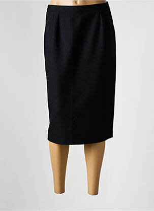 Jupe mi-longue taille à pinces noir GEVANA femme