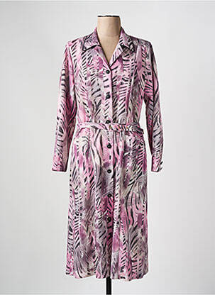 Robe mi-longue imprimé fantaisie manches longues violet GEVANA femme