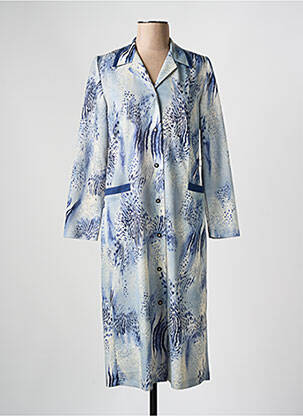 Robe mi-longue manches longues manches longues bleu GEVANA femme