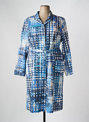 Robe mi-longue imprimé fantaisie manches longues bleu GEVANA femme
