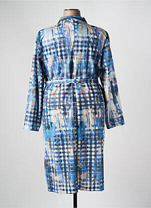 Robe mi-longue imprimé fantaisie manches longues bleu GEVANA femme