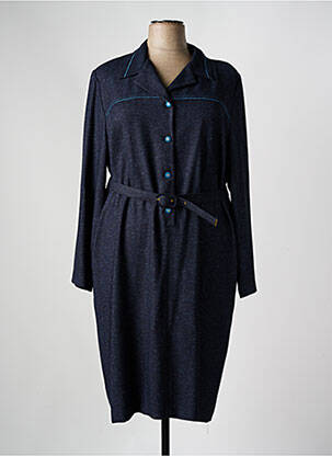 Robe mi-longue manches longues manches longues bleu GEVANA femme