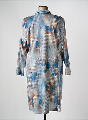 Robe mi-longue imprimé fantaisie manches longues bleu GEVANA femme