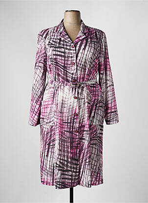 Robe mi-longue imprimé fantaisie manches longues violet GEVANA femme