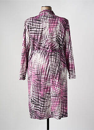 Robe mi-longue imprimé fantaisie manches longues violet GEVANA femme