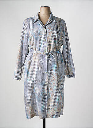 Robe mi-longue manches longues manches longues bleu GEVANA femme
