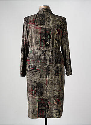 Robe mi-longue imprimé fantaisie manches longues gris GEVANA femme