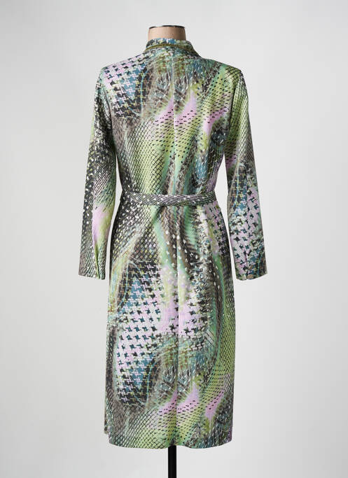 Robe mi-longue imprimé fantaisie manches longues vert GEVANA femme