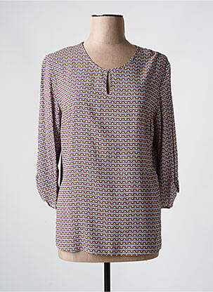Blouse imprimé fantaisie manches 3/4 bleu GEVANA femme