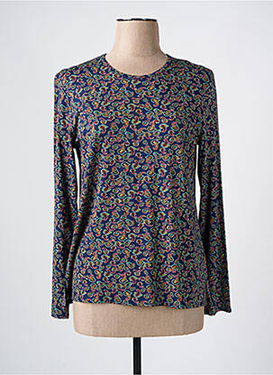 Top imprimé fantaisie manches longues bleu GEVANA femme