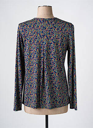 Top imprimé fantaisie manches longues bleu GEVANA femme