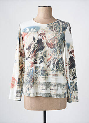 Pull coupe droite manches longues blanc GEVANA femme
