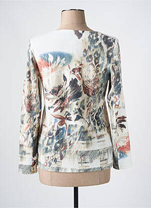Pull coupe droite manches longues blanc GEVANA femme