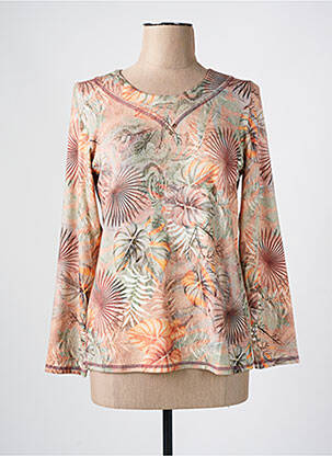 Top imprimé fantaisie manches longues beige GEVANA femme