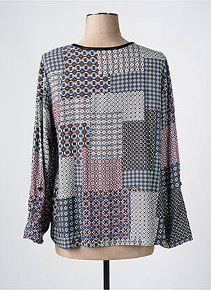 Top imprimé fantaisie manches longues bleu GEVANA femme