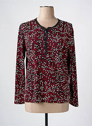 Top imprimé fantaisie manches longues rouge GEVANA femme