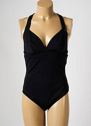 Maillot de bain 1 pièce effet matière satinée haut triangles noir SIMONE PERELE femme