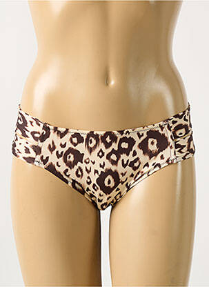 Bas de maillot de bain effet matière satinée culotte marron ANTIGEL femme