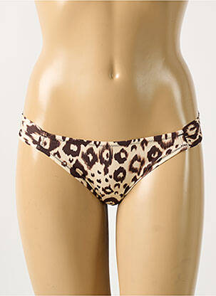 Bas de maillot de bain effet matière satinée culotte marron ANTIGEL femme