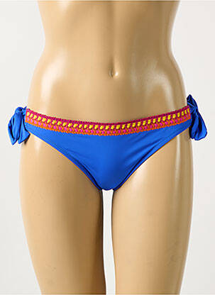 Bas de maillot de bain effet matière satinée bikini bleu ANTIGEL femme