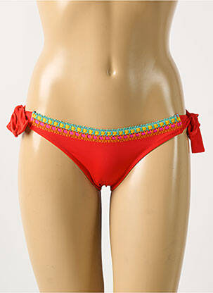 Bas de maillot de bain effet matière satinée bikini rouge ANTIGEL femme