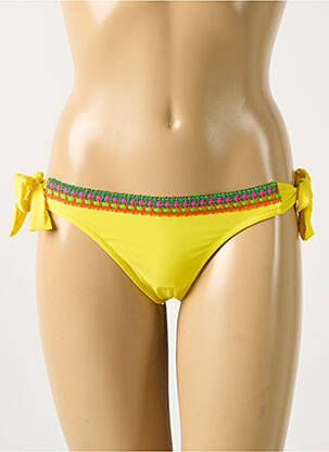 Bas de maillot de bain effet matière satinée bikini jaune ANTIGEL femme