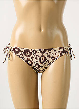 Bas de maillot de bain effet matière satinée bikini marron ANTIGEL femme