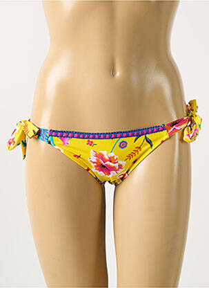 Bas de maillot de bain imprimé fleurs bikini jaune ANTIGEL femme