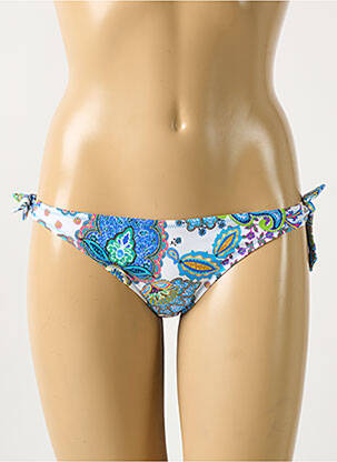 Bas de maillot de bain effet matière satinée bikini bleu ANTIGEL femme