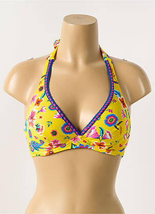 Haut de maillot de bain bretelles élastiquées amovibles jaune ANTIGEL femme