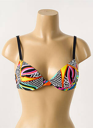 Haut de maillot de bain bretelles élastiquées ajustables haut soutien-gorge push-up noir ANTIGEL femme