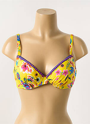 Haut de maillot de bain stretch haut soutien-gorge emboitant jaune ANTIGEL femme