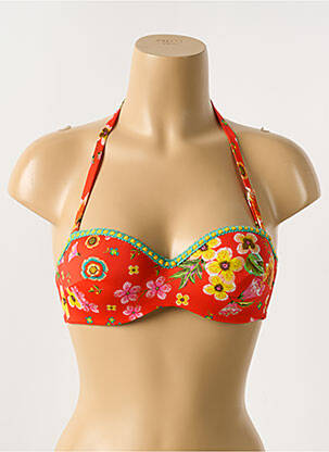 Haut de maillot de bain stretch haut soutien-gorge balconnet rouge ANTIGEL femme