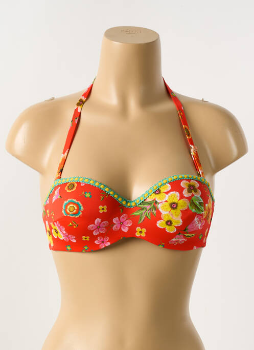 Haut de maillot de bain stretch haut soutien-gorge balconnet rouge ANTIGEL femme