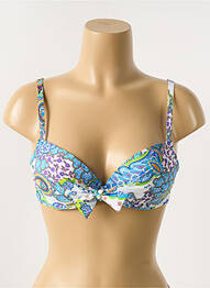 Haut de maillot de bain stretch haut soutien-gorge push-up bleu ANTIGEL femme