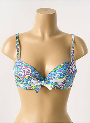 Haut de maillot de bain stretch haut soutien-gorge push-up bleu ANTIGEL femme