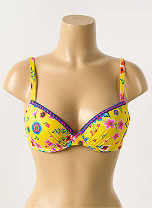 Haut de maillot de bain stretch haut soutien-gorge push-up jaune ANTIGEL femme