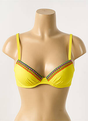 Haut de maillot de bain stretch haut soutien-gorge push-up jaune ANTIGEL femme
