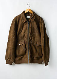 Veste en cuir tissage suedine marron IKKS homme