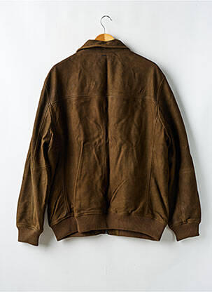 Veste en cuir tissage suedine marron IKKS homme