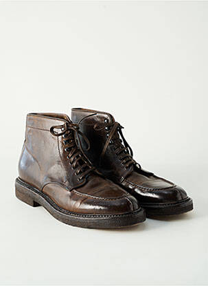 Bottines/boots matière lisse talon bas marron OFFICINE CREATIVE homme