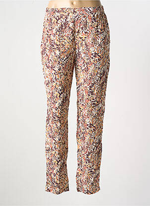 Pantalon droit tissage popeline taille normale marron JULIE GUERLANDE femme