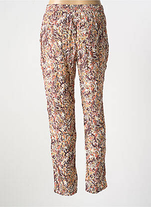 Pantalon droit tissage popeline taille normale marron JULIE GUERLANDE femme